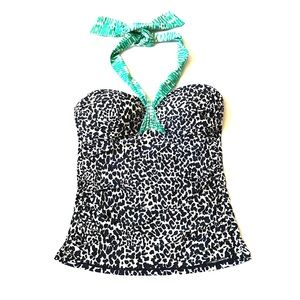 La Blanca VTG Halter Ruched Bandeau Tankini Top